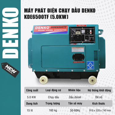 may phat dien chay dau denko - kde6500tf (5.0kw)  hinh 1