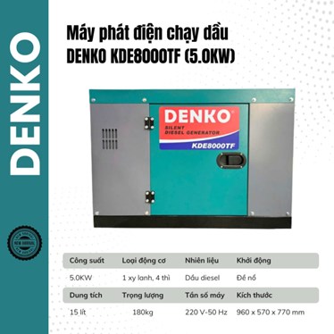 may phat dien chay dau denko - kde8000tf (5.0kw)  hinh 1