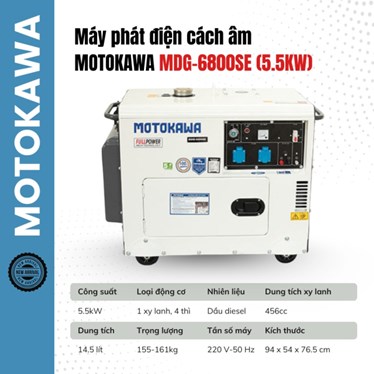 may phat dien chay dau motokawa - mdg6800se (5.5 kw)  hinh 1