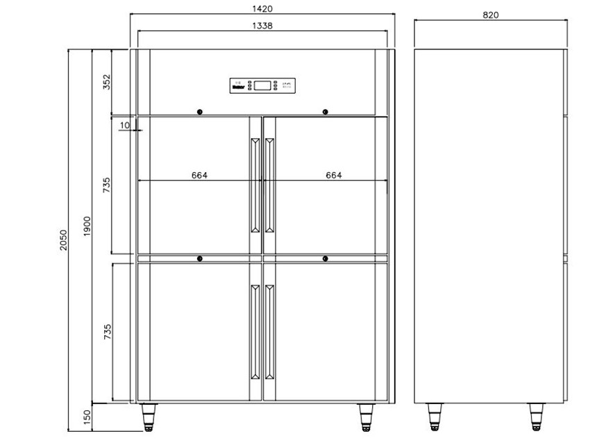 tu mat 4 canh inox kolner k2n-ec (lam lanh quat gio) hinh 0