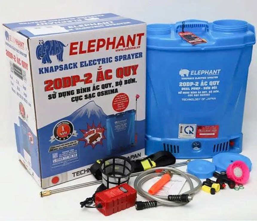 binh phun thuoc tru sau 20l elephant 20dp (ac quy 12v12ah) hinh 0